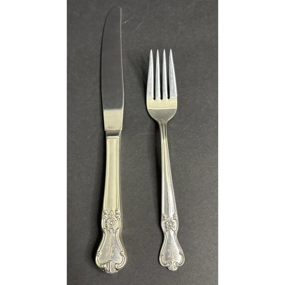 9 Old Company Plate Signature Rose Silver Plate Pieces Fork Spoons Monogram H